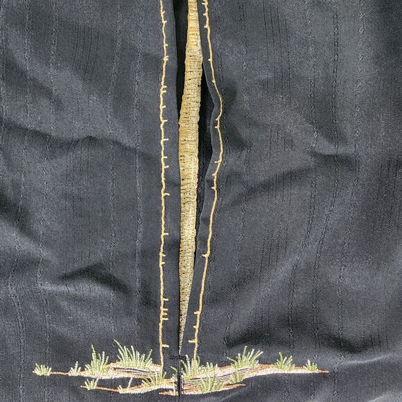 Bamboo Cay Mens Shirt XL Black Hawaiian Short Sleeve Embroidered Palm Tree Camp - Picture 11 of 13